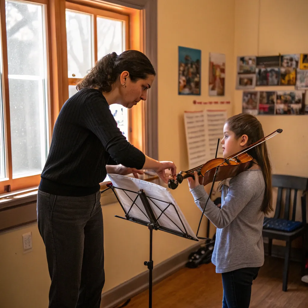 Violin lesson in progress
